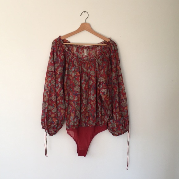 Free People Tops - Intimately Free People Red Paisley Bodysuit (NWT)